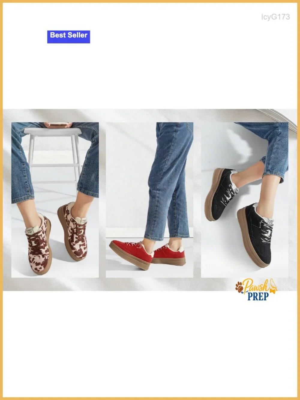 Women's Platform Sneakers Fashion Retro Casual Comfortable Suede Leather TPR